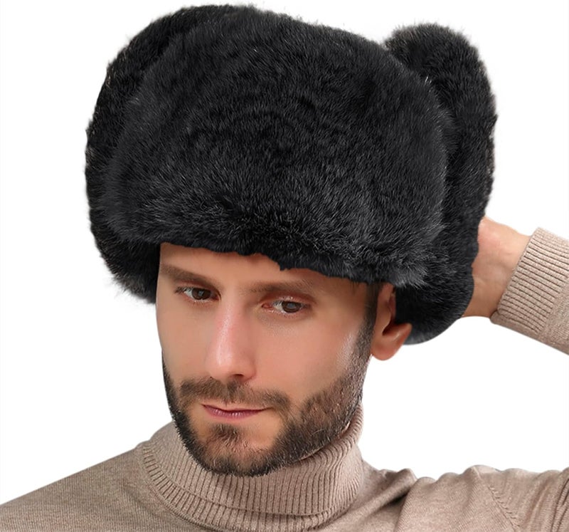 PURFUN Men Women Faux Fur Trapper Hat Winter Thick Furry Ushanka Earflap Cap Windproof Cycling Ski Hunting Hat with Ear Flap - Image 2
